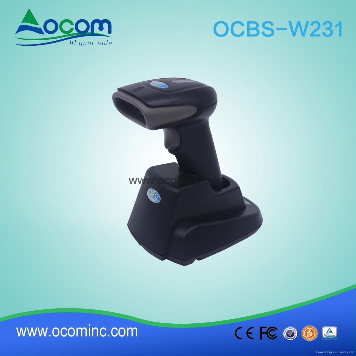 433Mhz or Bluetooth Wireless QR Code 2D Barcode Scanner With Cradle