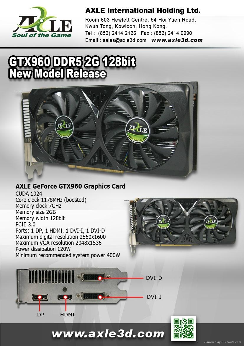 AXGTX960/2GD5P8DIP Graphics VGA card GTX 960 AXLE (Hong Kong