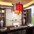 中式木艺羊皮吊灯