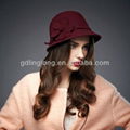 2016 Newest Red Wine Fashion Wool Derby Hats For Lady 2