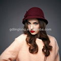 2016 Newest Red Wine Fashion Wool Derby Hats For Lady 4