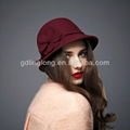 2016 Newest Red Wine Fashion Wool Derby Hats For Lady 1