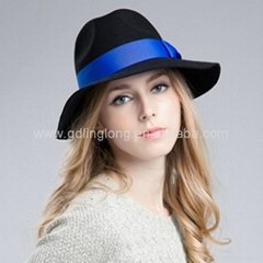 Newest Blue Fashion WoolHats Women Matching Fedora Hat