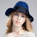 Newest Blue Fashion WoolHats Women Matching Fedora Hat 4