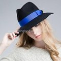 Newest Blue Fashion WoolHats Women Matching Fedora Hat 3