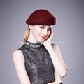 Wool Smart Simple Bowtie Formal Winter Beret Felt Hat 2