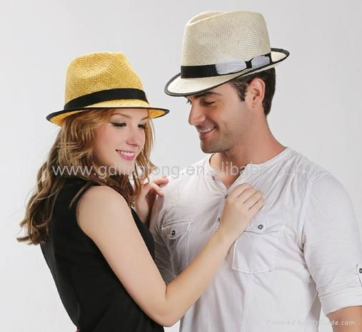  56cm 57cm Couple Foldable Straw Fedora Hat