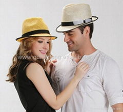 56cm 57cm Couple Foldable Straw Fedora Hat