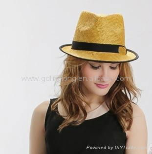  56cm 57cm Couple Foldable Straw Fedora Hat 4