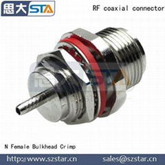 STA RF bulkhead crimp N female connector