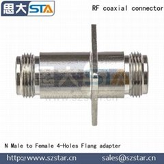 N coaxial connector,N female to female with 4-holes flange adapter