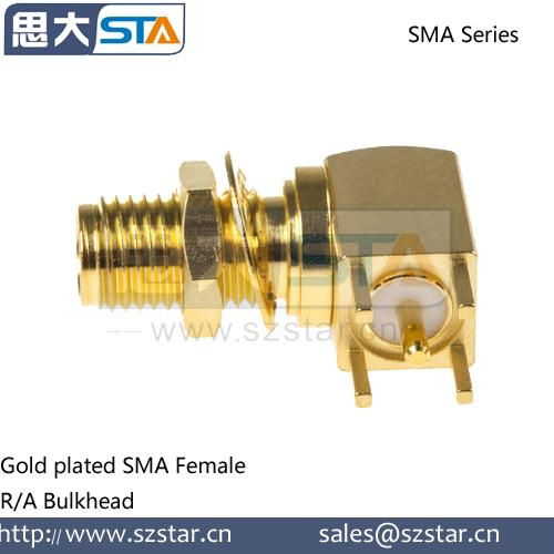 RF Coaxial Connector gold plated SMA female right angle pcb Connector 2