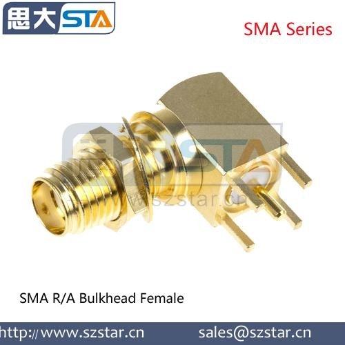 RF Coaxial Connector gold plated SMA female right angle pcb Connector