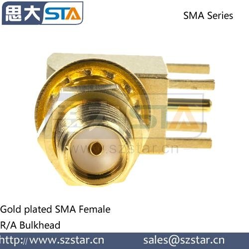 RF Coaxial Connector gold plated SMA female right angle pcb Connector 3