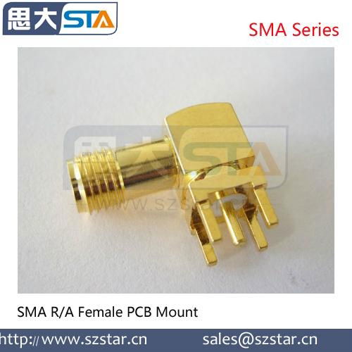 RF Coaxial Connector gold plated SMA female right angle pcb Connector 4