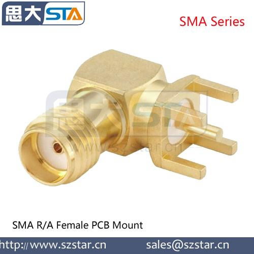 RF Coaxial Connector gold plated SMA female right angle pcb Connector 5