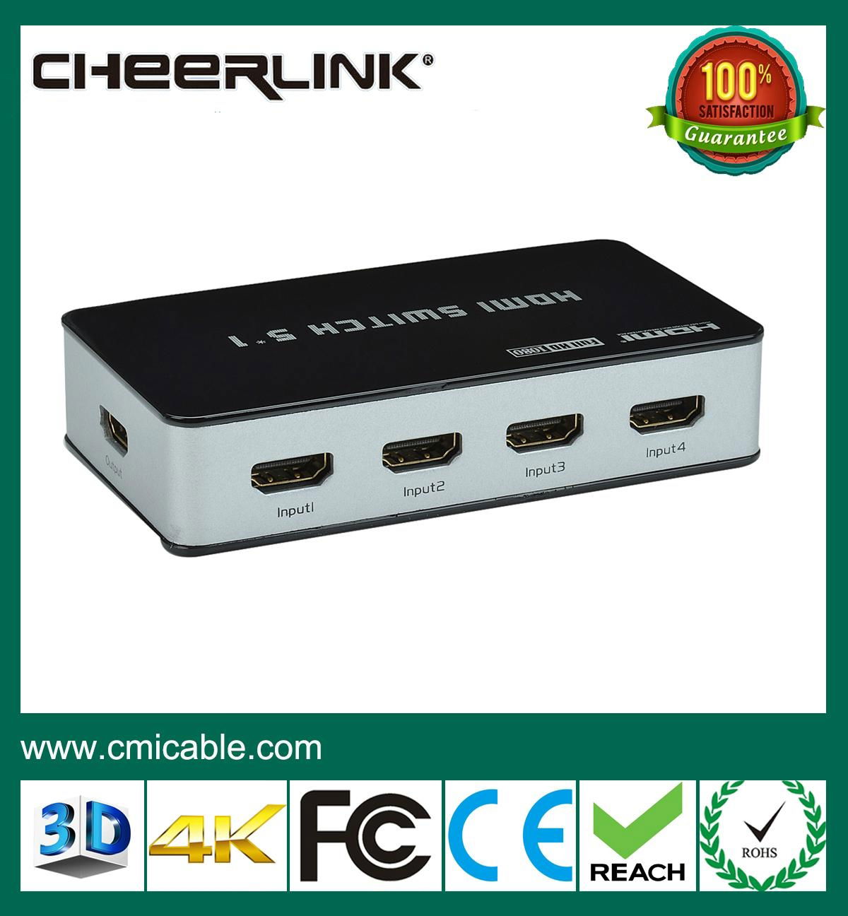 hot new product for 2015 remote control 5 port 4k 3d hdmi switch 2