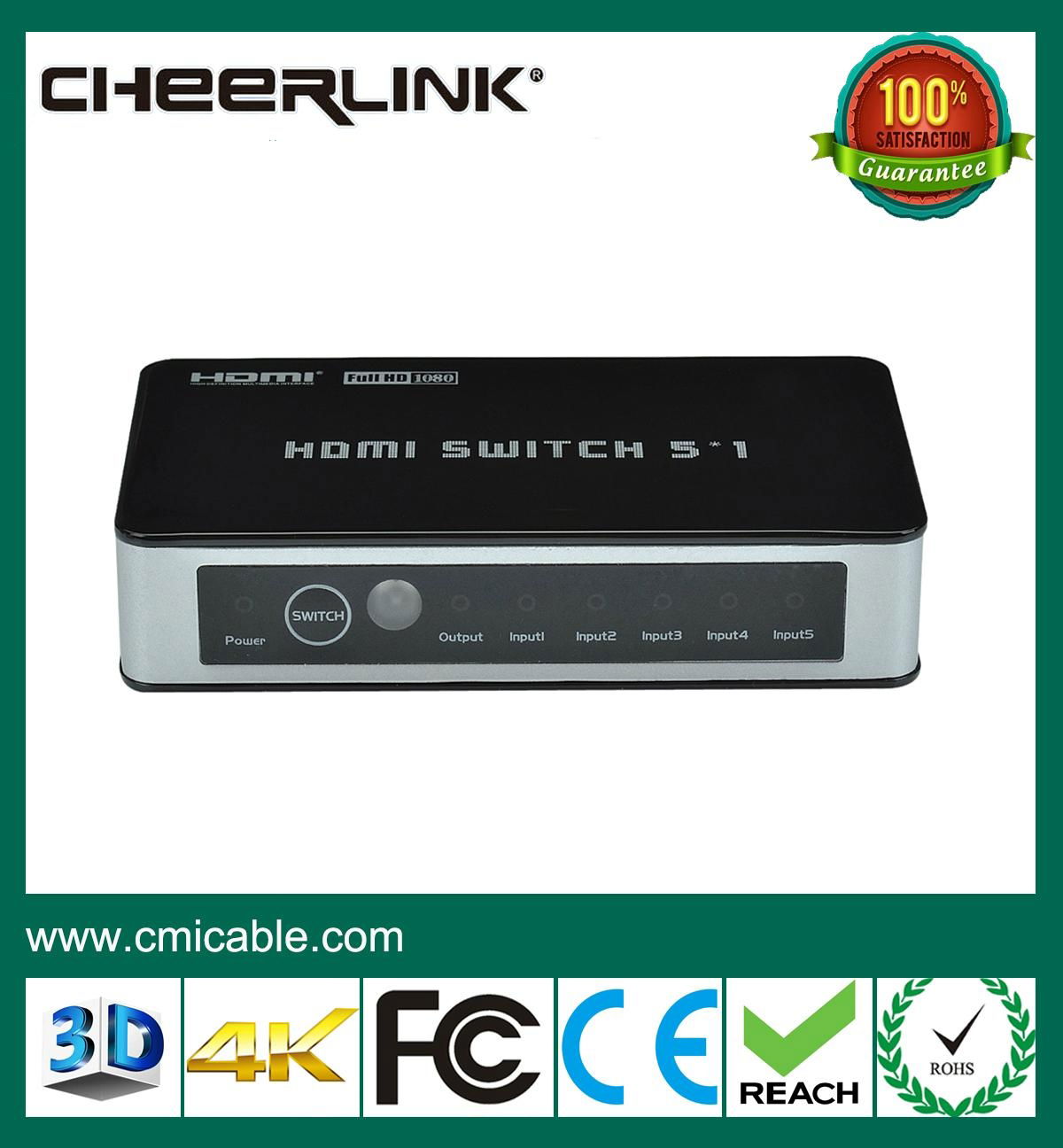 hot new product for 2015 remote control 5 port 4k 3d hdmi switch 3