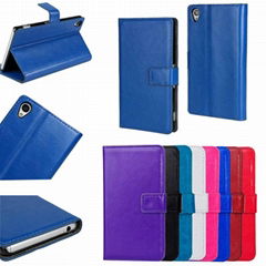 Wallet Leather Case With Credit Card Slots Stand Flip Cover for Sony Xperia Z4