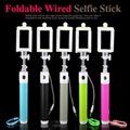 Mini Foldable Wired Cable Take Pole Self Stick Monopod for iPhone IOS Android 2