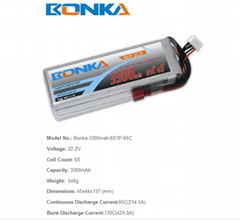 22.2V Bonka Lipo Battery  3300Mah 65c 6s battery for R/C Model