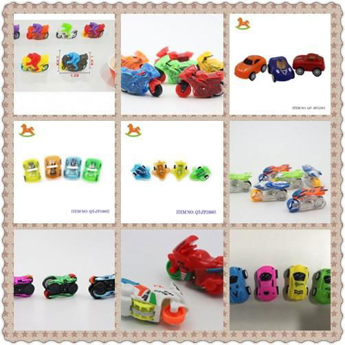 Cartoon plastic made capsule toy colourful slide motorcycle toy for surprise egg 4