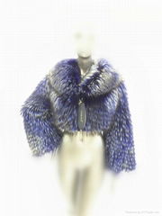 TOSKONA GORGEOUS ROYAL BLUE SILVER FOX FUR JACKET