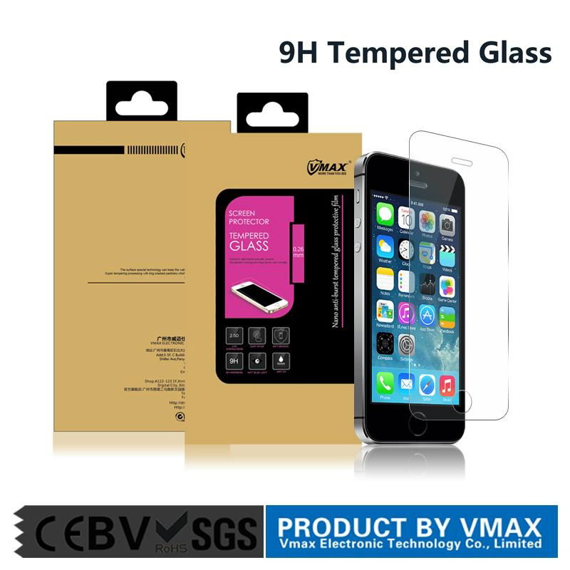 Trade Assurance 0.3/0.2mm 2.5D Tempered Glass Screen Protector for iPhone 5/5s