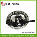 Africa 3pcs/4pcs Stainless Steel Frying Pan Fry Pan WIith Shovel22cm-28cm 2