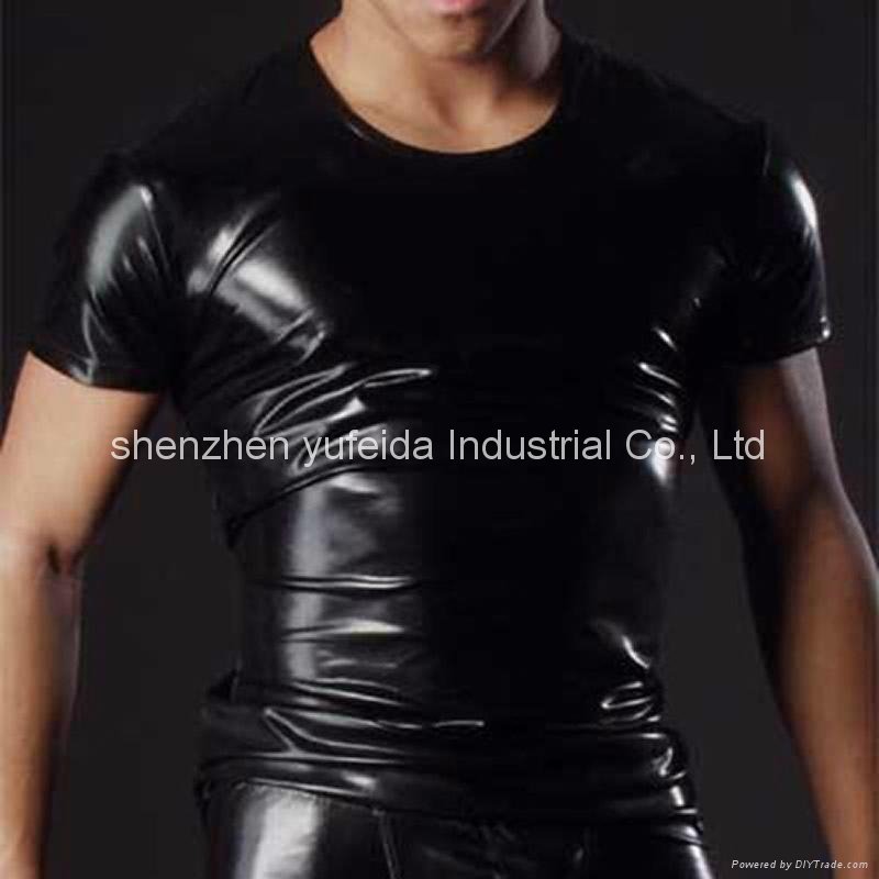 Faux leather Mens Sexy Underwear T-Shirt Jacket Clothes Nightwear 