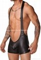Sexy Gay Men's Underwear Bodysuit Boxer Shorts Leather Mankini Costume Underpant 4