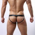 Sexy Men's Thongs G-string Underwear T-back Leather Jockstrap Trunks Underpants 3