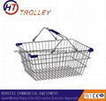metal  supermarket shopping basket  with handles for sale 