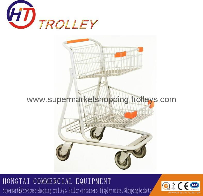 supermarket  shopping cart  with two tiers