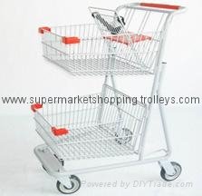 supermarket  shopping cart  with two tiers 2