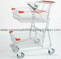 supermarket  shopping cart  with two tiers 2