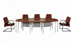 metal and wood conference table