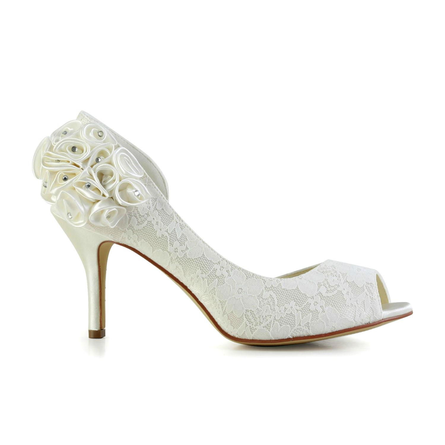 Lace peep toe wedding shoes 4