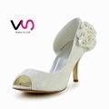 Lace peep toe wedding shoes