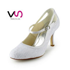 Lace pump low heel bridal shoe