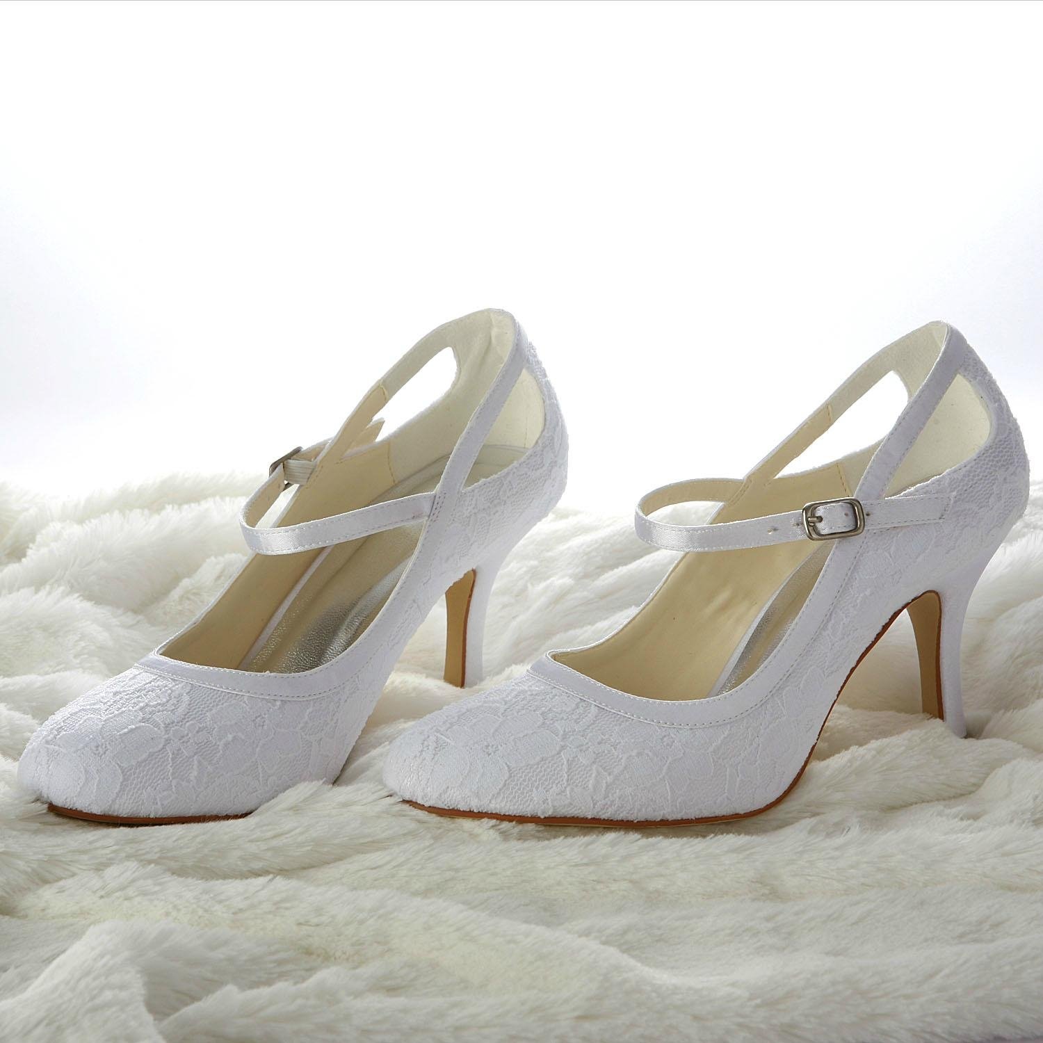 Lace pump low heel bridal shoe 5