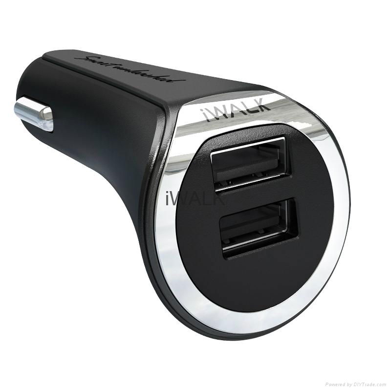 2 USB car mobile phone charger adapter with switch button and LED light indicate 4