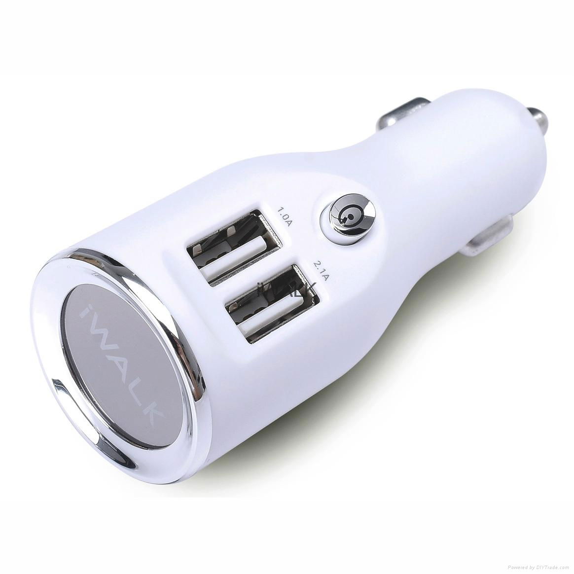 Light weighted dual USB car mobile phone charger in car charger adapter CCD002 iWALK (China