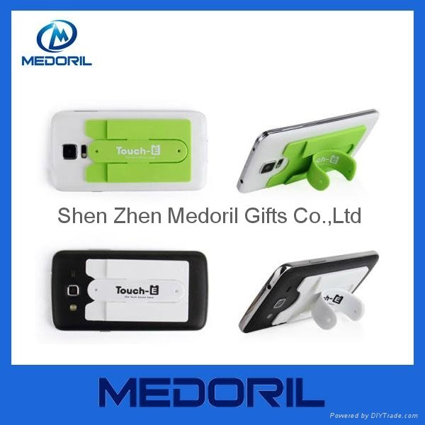 Eco-friendly siliconel phone holder 3m sticker smart wallet mobile card holder