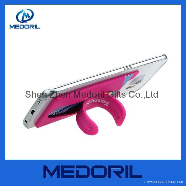 Eco-friendly siliconel phone holder 3m sticker smart wallet mobile card holder 5