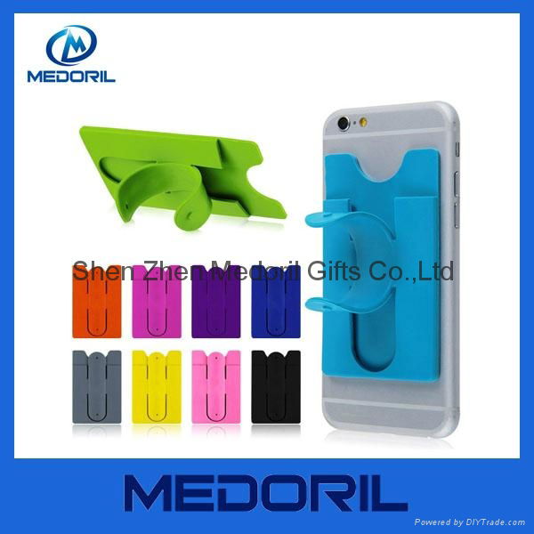 Universal silicone mobile phone card holder with pocket 3