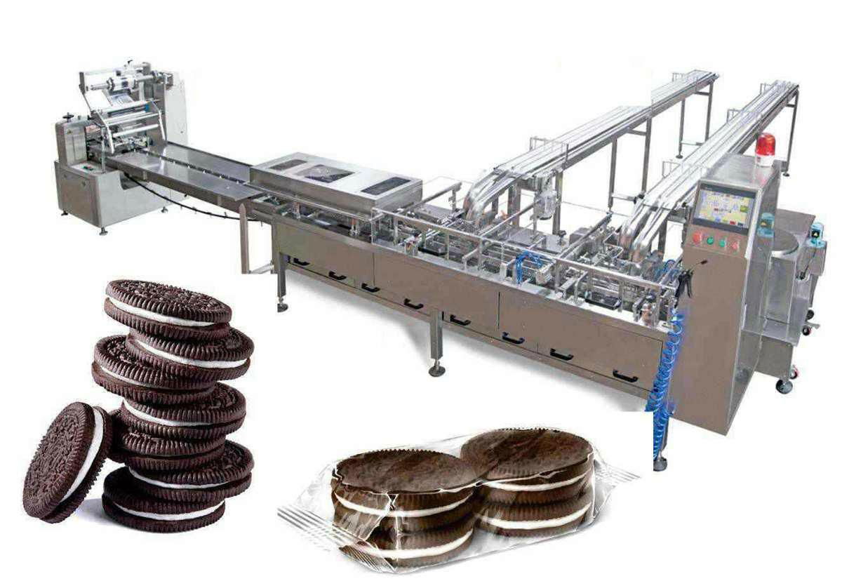 Biscuit Sandwiching Machine Connect with Packaging Machine