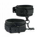 China Stainless Male Games of Desire Black Matt PU Bondage Ankle Cuffs Handcuffs 4