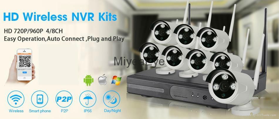 8ch Network wireless WiFi NVR CCTV System 720P 1080P