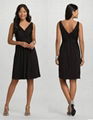 Ladies V neck black party midi dress